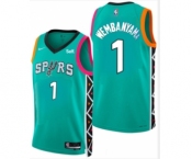 Men' San Antonio Spurs #1 Victor Wembanyama Teal 2022 City Edition Swingman Stitched Jersey