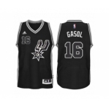 Men San Antonio Spurs #16 Pau Gasol New Swingman Black Signature Spur Jersey