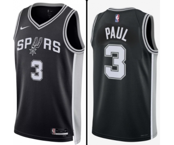 Men' San Antonio Spurs #3 Chris Paul Black Association Edition Stitched Jersey