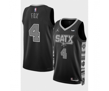 Men San Antonio Spurs #4 De 27Aaron Fox Black 2025 Statement Edition Stitched Basketball Jersey