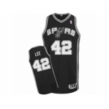 Men's Adidas San Antonio Spurs #42 David Lee Authentic Black Road NBA Jersey