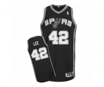 Men's Adidas San Antonio Spurs #42 David Lee Authentic Black Road NBA Jersey