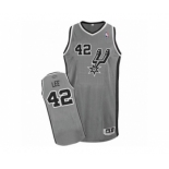 Men's Adidas San Antonio Spurs #42 David Lee Authentic Silver Grey Alternate NBA Jersey