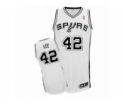 Men's Adidas San Antonio Spurs #42 David Lee Authentic White Home NBA Jersey