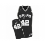 Men's Adidas San Antonio Spurs #42 David Lee Swingman Black Road NBA Jersey