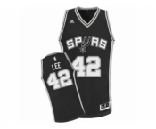 Men's Adidas San Antonio Spurs #42 David Lee Swingman Black Road NBA Jersey