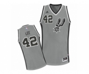 Men's Adidas San Antonio Spurs #42 David Lee Swingman Silver Grey Alternate NBA Jersey