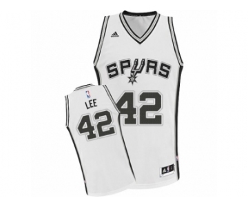 Men's Adidas San Antonio Spurs #42 David Lee Swingman White Home NBA Jersey