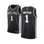 Men's Nike San Antonio Spurs #1 Kyle Anderson Swingman Black Road NBA Jersey - Icon Edition