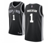 Men's Nike San Antonio Spurs #1 Kyle Anderson Swingman Black Road NBA Jersey - Icon Edition