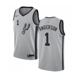 Men's Nike San Antonio Spurs #1 Kyle Anderson Swingman Silver Alternate NBA Jersey Statement Edition