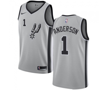 Men's Nike San Antonio Spurs #1 Kyle Anderson Swingman Silver Alternate NBA Jersey Statement Edition