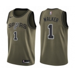 Men's Nike San Antonio Spurs #1 Lonnie Walker Swingman Green Salute to Service NBA Jersey