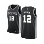 Men's Nike San Antonio Spurs #12 Bruce Bowen Swingman Black Road NBA Jersey - Icon Edition