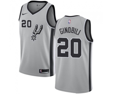 Men's Nike San Antonio Spurs #20 Manu Ginobili Swingman Silver Alternate NBA Jersey Statement Edition