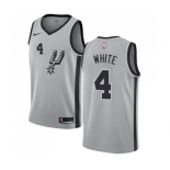 Men's Nike San Antonio Spurs #4 Derrick White Swingman Silver Alternate NBA Jersey Statement Edition