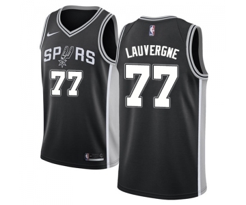 Men's Nike San Antonio Spurs #77 Joffrey Lauvergne Swingman Black Road NBA Jersey - Icon Edition