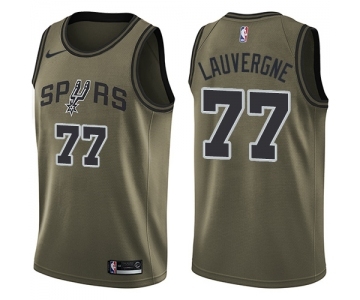 Men's Nike San Antonio Spurs #77 Joffrey Lauvergne Swingman Green Salute to Service NBA Jersey