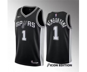 Men's San Antonio Spurs #1 Victor Wembanyama Black 2022-23 Icon Edition Stitched Basketball Jerseys