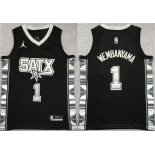 Men's San Antonio Spurs #1 Victor Wembanyama Black Statement Edition Stitched Jersey