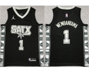 Men's San Antonio Spurs #1 Victor Wembanyama Black Statement Edition Stitched Jersey