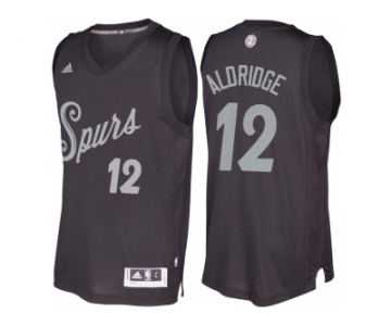 Men's San Antonio Spurs #12 LaMarcus Aldridge Black 2016 Christmas Day NBA Swingman Jersey