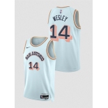 Men's San Antonio Spurs #14 Blake Wesley Light Blue 2024-25 City Edition Stitched Basketball Jersey