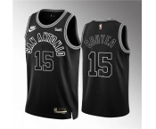 Men's San Antonio Spurs #15 Jamaree Bouyea Black Icon Edition Stitched Basketball Jerseys