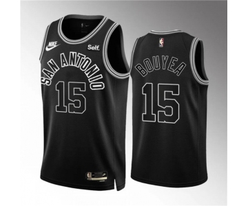 Men's San Antonio Spurs #15 Jamaree Bouyea Black Icon Edition Stitched Basketball Jerseys