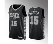 Men's San Antonio Spurs #15 Jamaree Bouyea Black Statement Edition Stitched Basketball Jersey