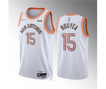 Men's San Antonio Spurs #15 Jamaree Bouyea White 2023-24 City Edition Stitched Basketball Jersey