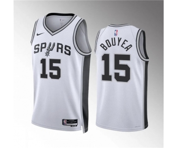 Men's San Antonio Spurs #15 Jamaree Bouyea White Association Edition Stitched Basketball Jersey