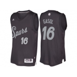 Men's San Antonio Spurs #16 Pau Gasol Black 2016 Christmas Day NBA Swingman Jersey