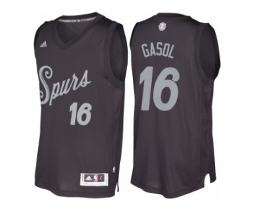 Men's San Antonio Spurs #16 Pau Gasol Black 2016 Christmas Day NBA Swingman Jersey