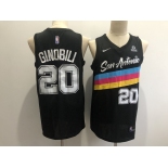 Men's San Antonio Spurs #20 Manu Ginobili Authentic Black  Basketball Jersey - 2020-2021 City Edition