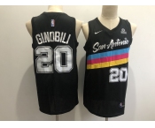 Men's San Antonio Spurs #20 Manu Ginobili Authentic Black  Basketball Jersey - 2020-2021 City Edition