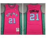 Men's San Antonio Spurs #21 Tim Duncan 1998-99 Pink Throwback Stitched Basketball Jersey