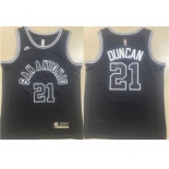 Men's San Antonio Spurs #21 Tim Duncan Black Stitched Basketball Jersey