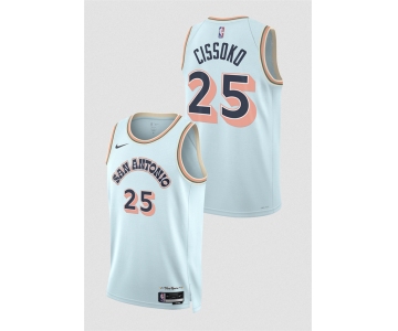 Men's San Antonio Spurs #25 Sidy Cissoko Light Blue 2024-25 City Edition Stitched Basketball Jersey