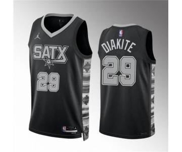 Men's San Antonio Spurs #29 Mamadi Diakite Black Statement Edition Stitched Basketball Jersey