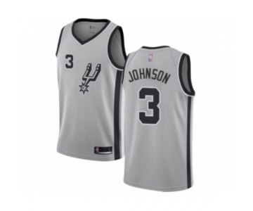 Men's San Antonio Spurs #3 Keldon Johnson Authentic Silver Basketball Jersey Statement Edition