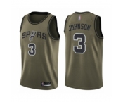 Men's San Antonio Spurs #3 Keldon Johnson Swingman Green Salute to Service Basketball Jersey