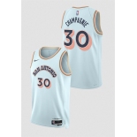 Men's San Antonio Spurs #30 Julian Champagnie Light Blue 2024-25 City Edition Stitched Basketball Jersey