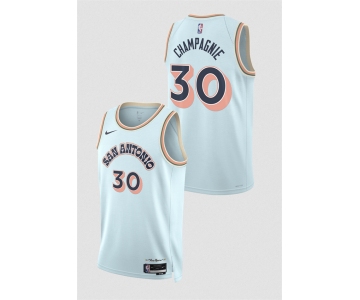 Men's San Antonio Spurs #30 Julian Champagnie Light Blue 2024-25 City Edition Stitched Basketball Jersey