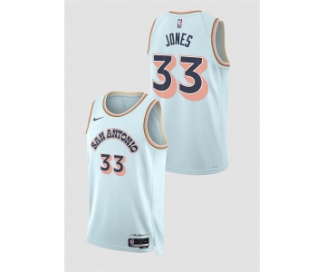 Men's San Antonio Spurs #33 Tre Jones Light Blue 2024-25 City Edition Stitched Basketball Jersey