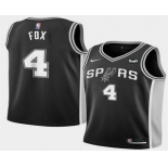 Men's San Antonio Spurs #4 DeAaron Fox Black 2025 Icon Edition Stitched Jersey