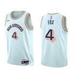 Men's San Antonio Spurs #4 DeAaron Fox Light Blue 2024-25 City Edition Stitched Basketball Jersey