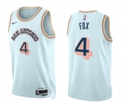 Men's San Antonio Spurs #4 DeAaron Fox Light Blue 2024-25 City Edition Stitched Basketball Jersey