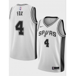 Men's San Antonio Spurs #4 De'Aaron Fox White 2024-25 Association Edition Stitched Basketball Jersey