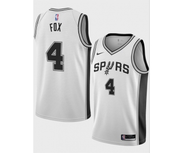 Men's San Antonio Spurs #4 De'Aaron Fox White 2024-25 Association Edition Stitched Basketball Jersey